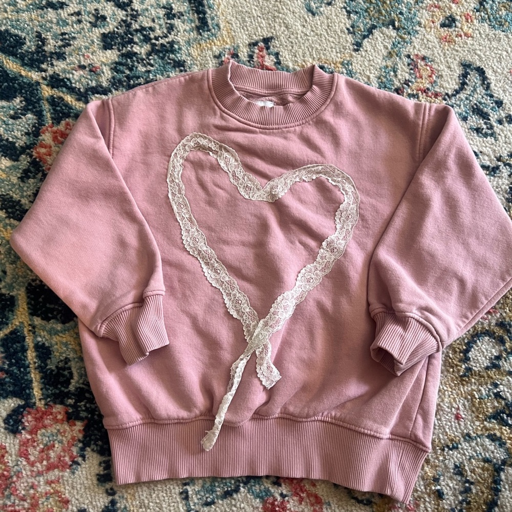 Zara Pink Sweatshirt with Lace Heart